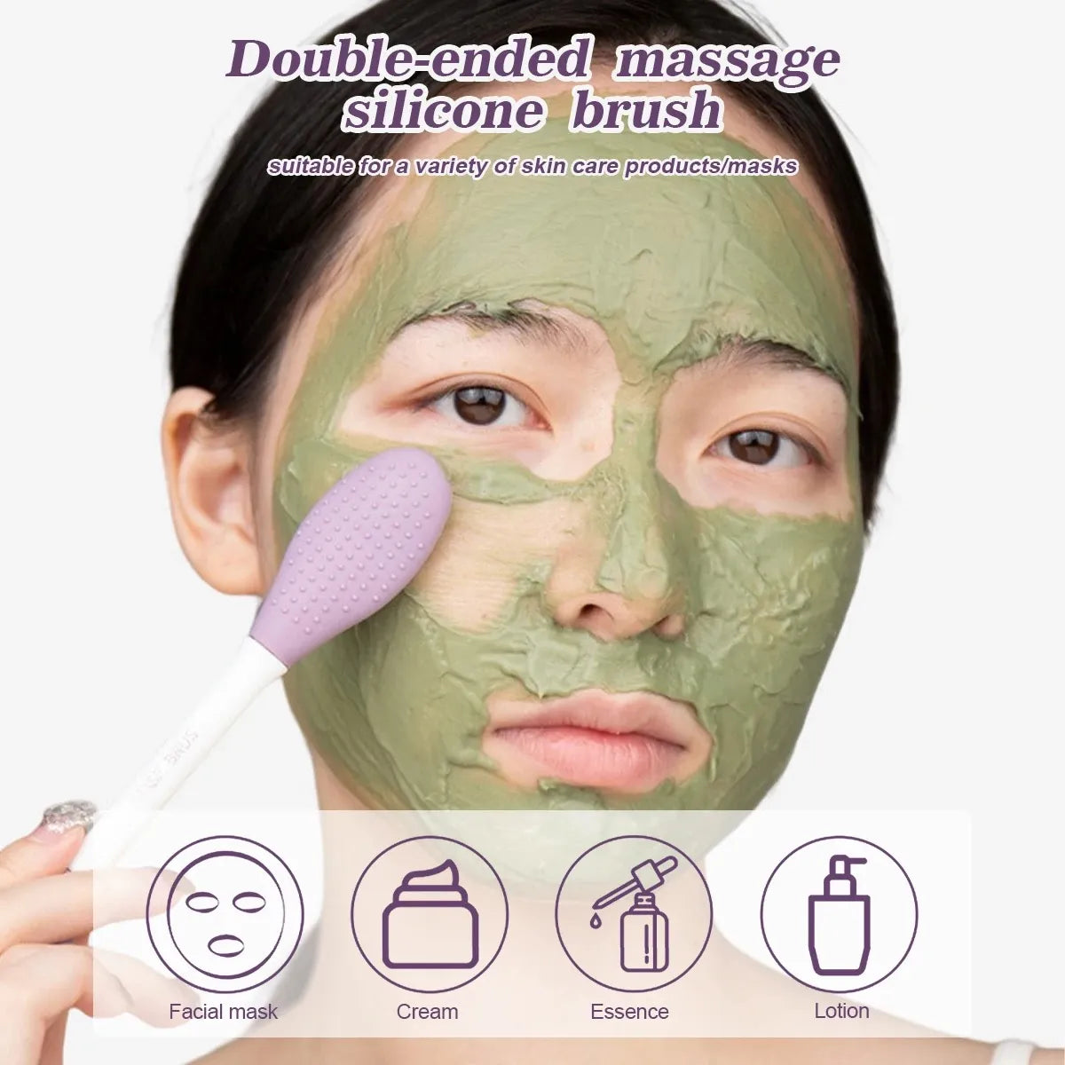 Silicone Shampoo Brush Clean The Scalp & Silicone Double Head Mask Brush